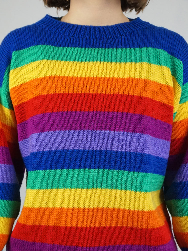 Rainbow Striped Jumper - M