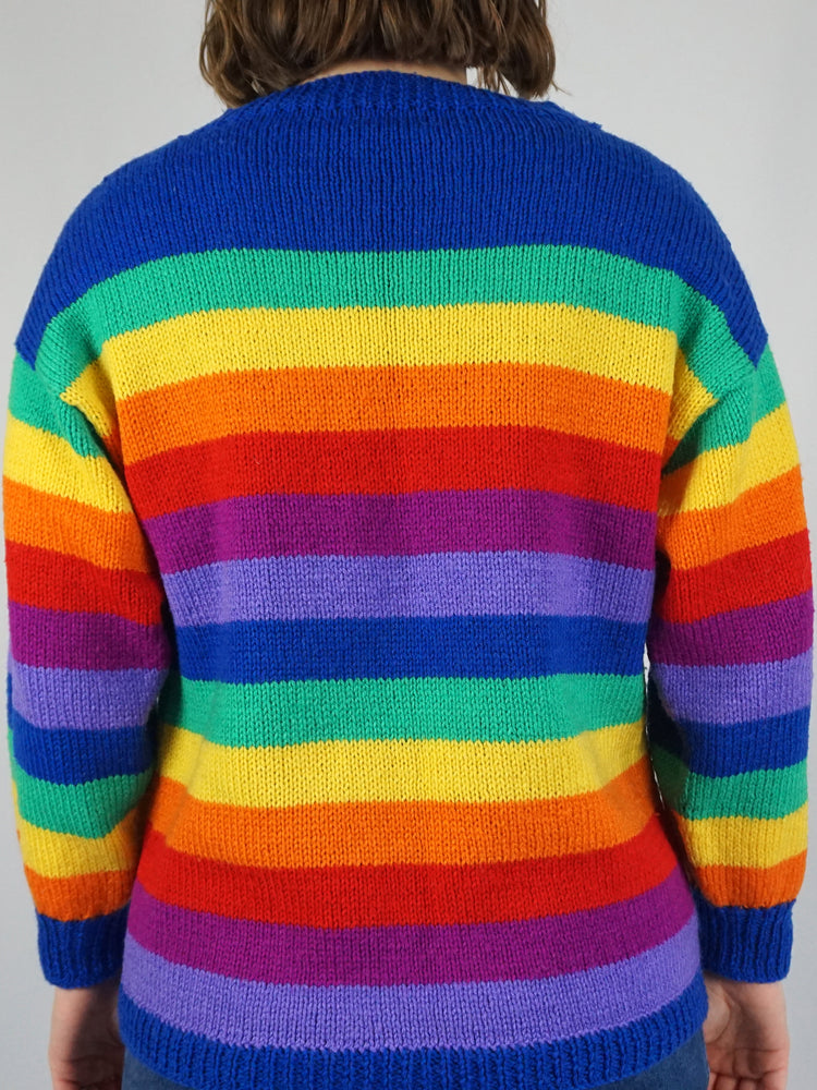 Rainbow Striped Jumper - M