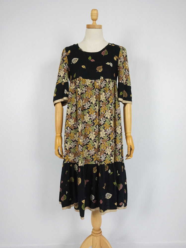 Leaf Print Smock Dress - XS/S