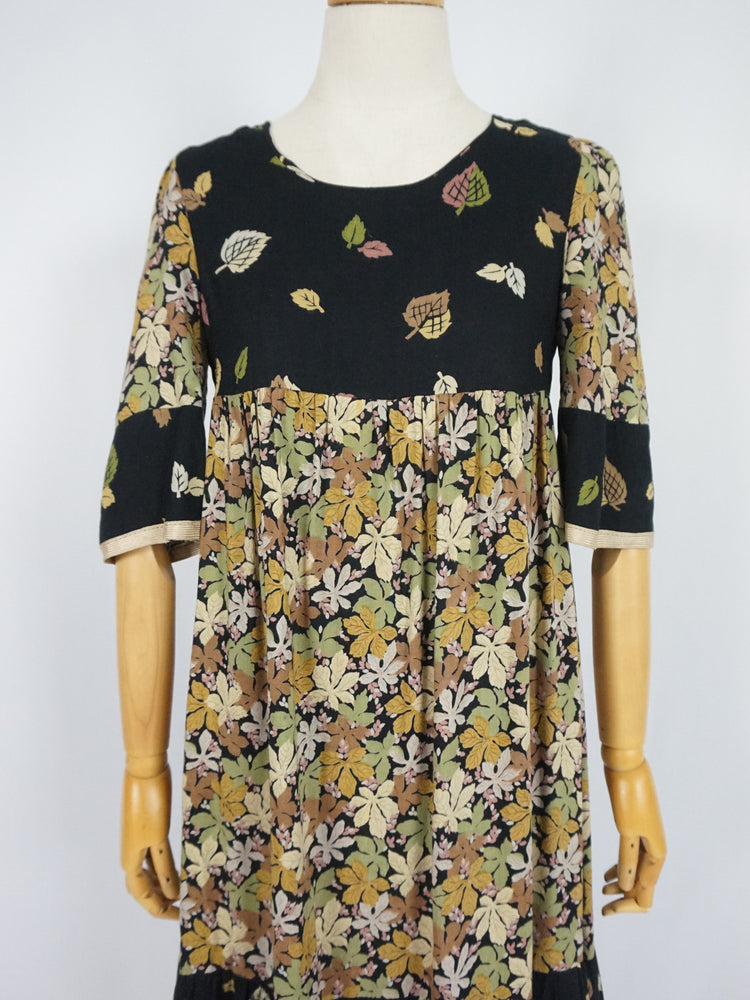 Leaf Print Smock Dress - XS/S