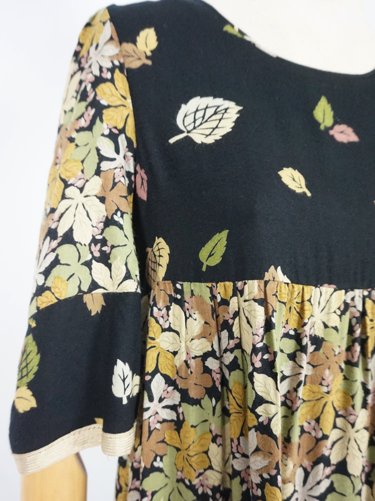 Leaf Print Smock Dress - XS/S