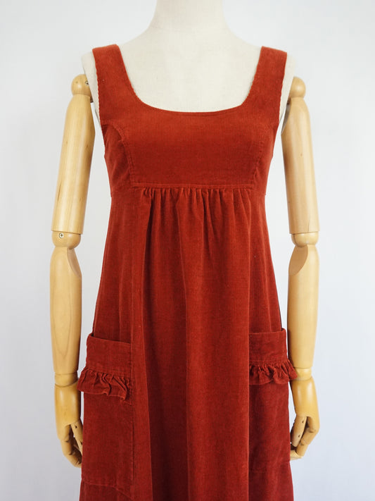 Rust Red Corduroy Dress - XS