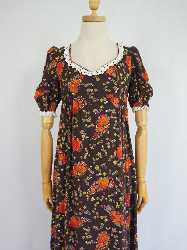 Brushed Cotton Floral Dress - XS