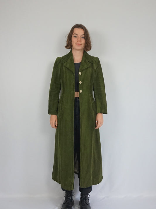 Olive Green Corduroy Coat - S