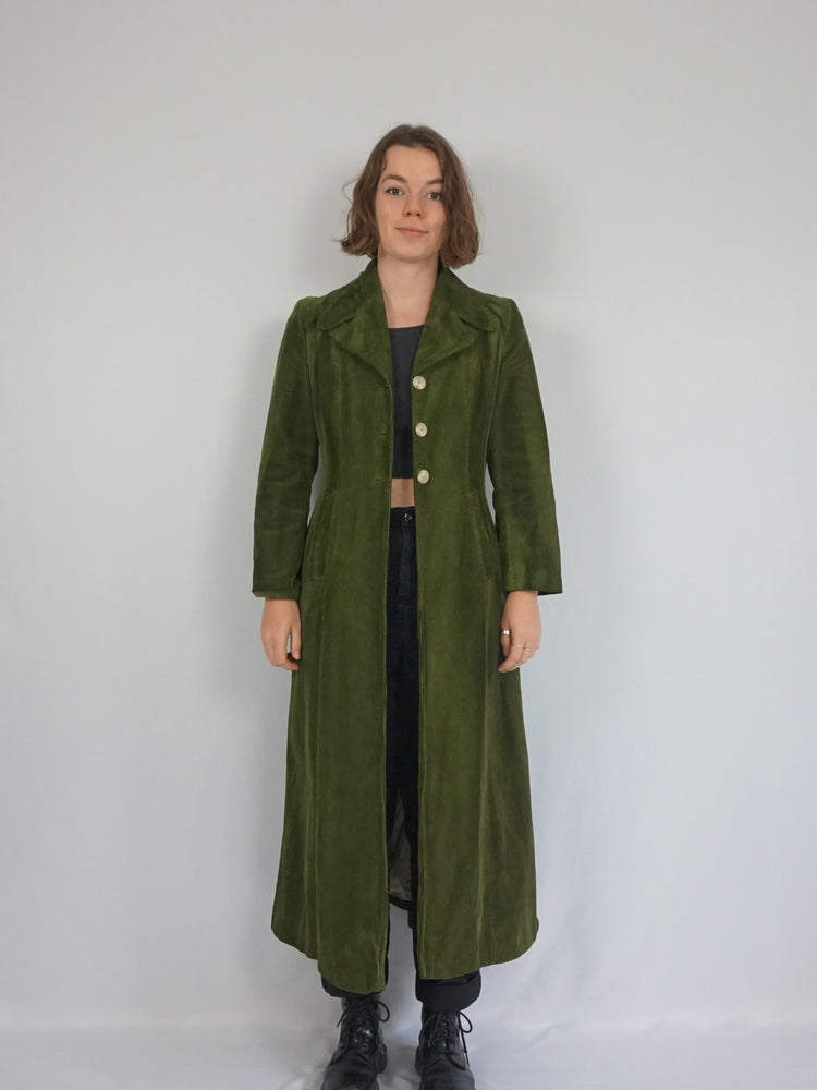 Olive Green Corduroy Coat - S