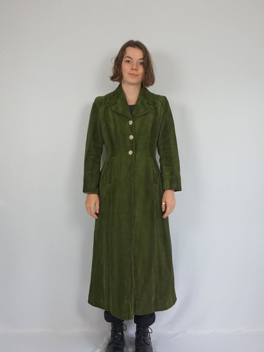 Olive Green Corduroy Coat - S