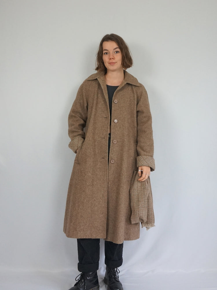 Brown Wool Trench Coat - S/M