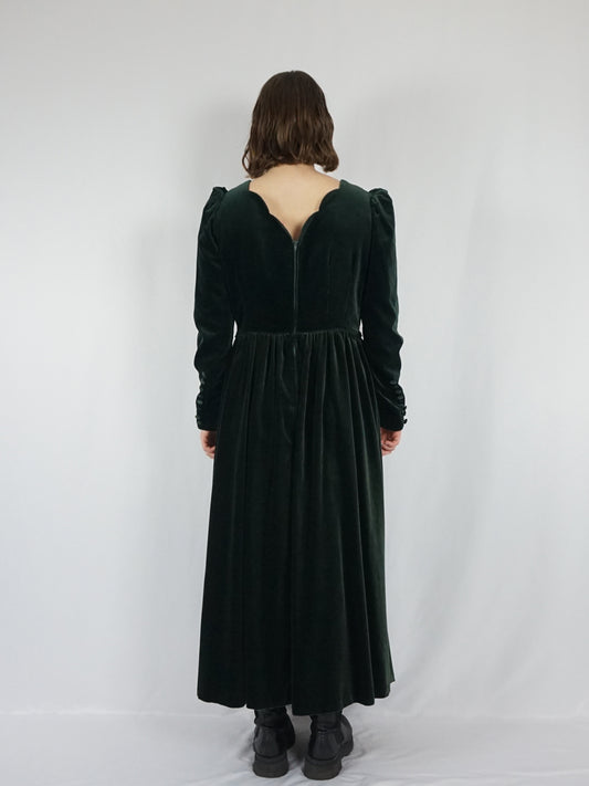 Bottle Green Laura Ashley Velvet Dress - L