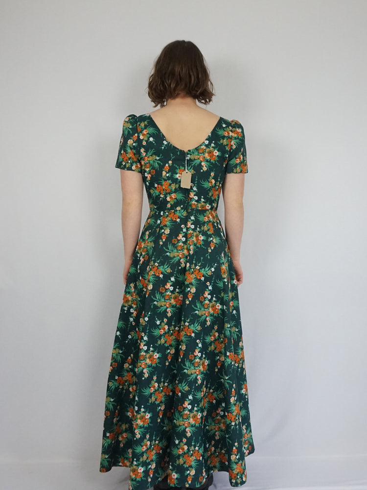 Green Floral Maxi Dress - S