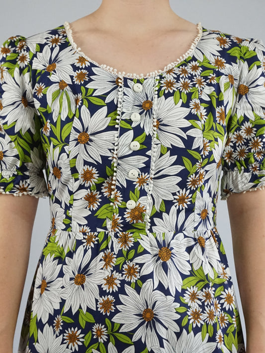 Daisy Print Cotton Dress - S/M