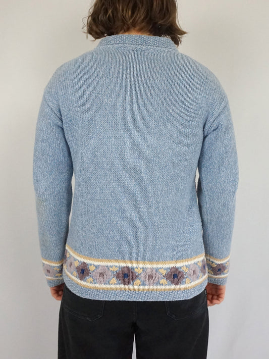 Baby Blue Embroidered Cardigan - S