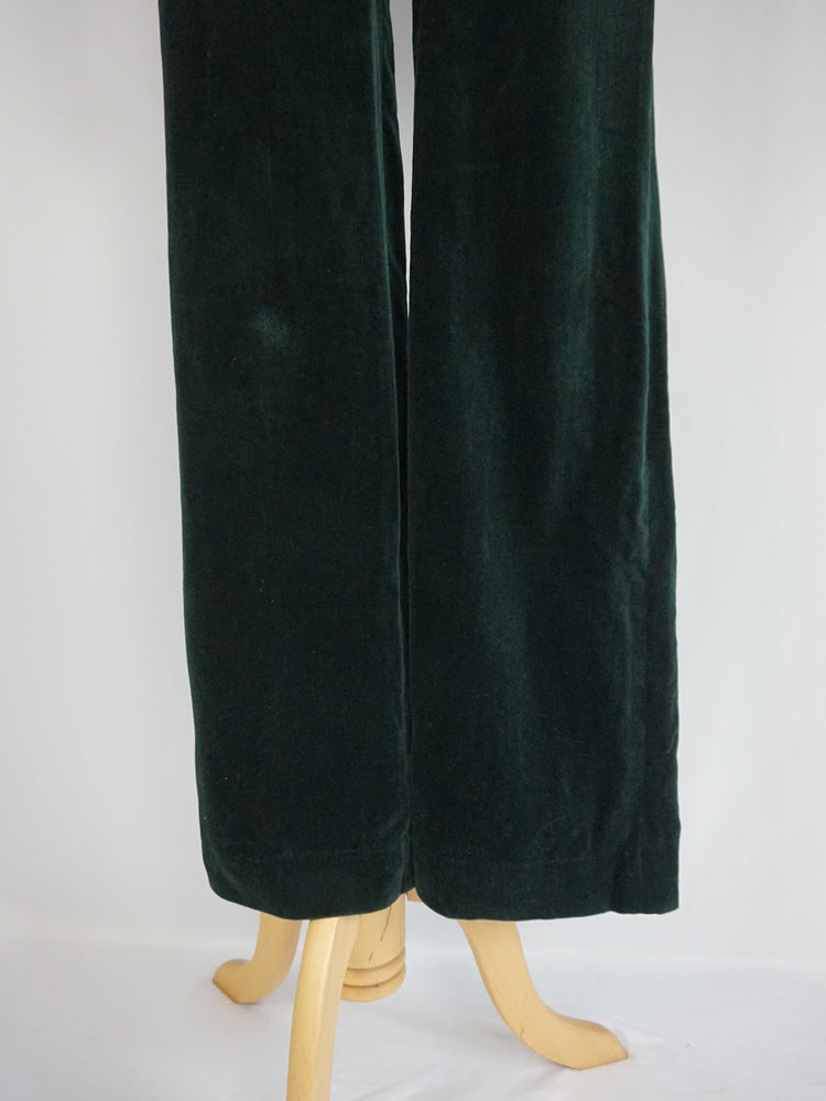 Bottle Green Velvet Jumpsuit - XS