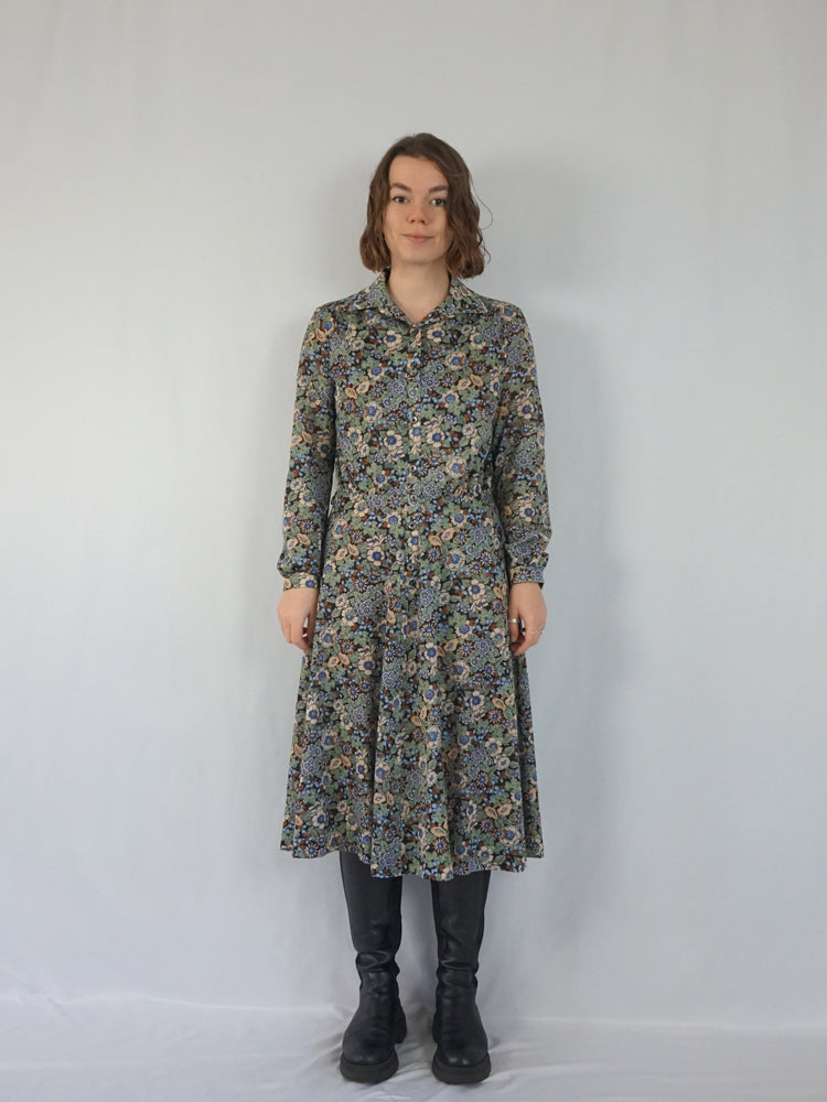 Eastex Green Floral Dress - M