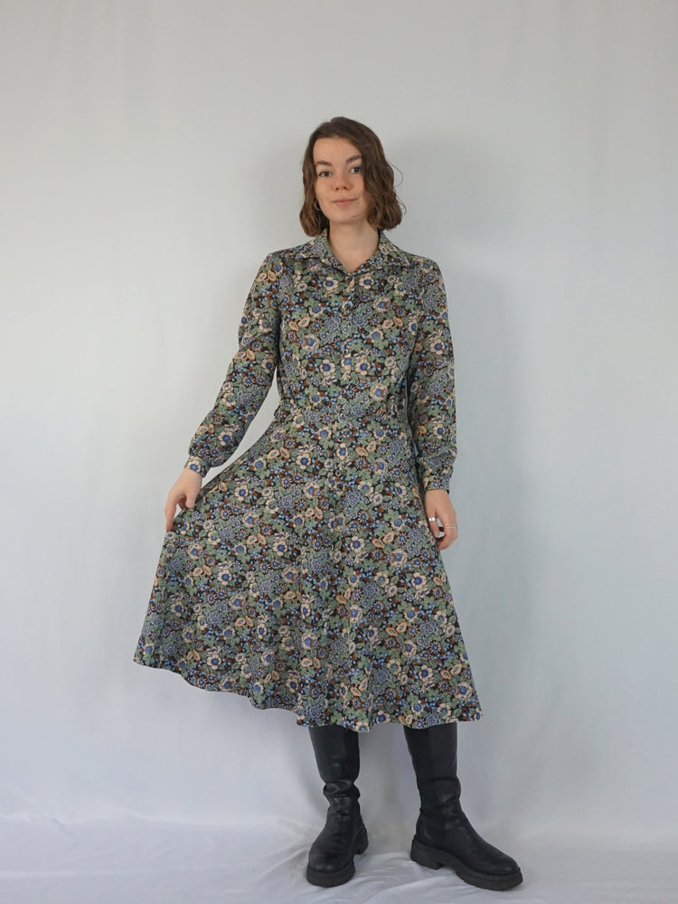 Eastex Green Floral Dress - M