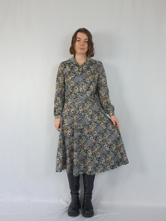 Eastex Green Floral Dress - M