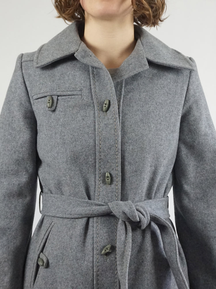 Light Grey Wool Trench Coat - S