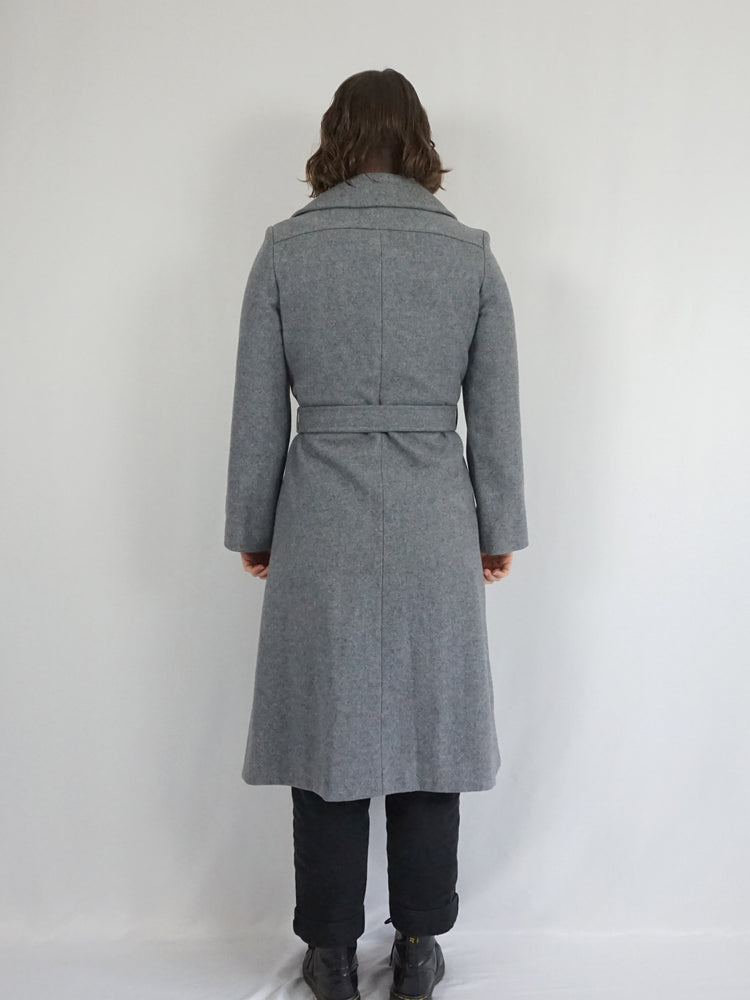 Light Grey Wool Trench Coat - S