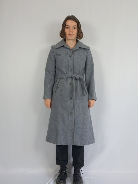 Light Grey Wool Trench Coat - S