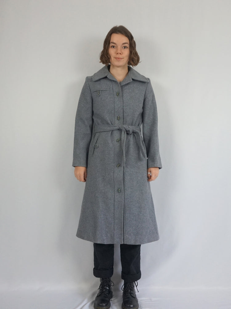 Light Grey Wool Trench Coat - S