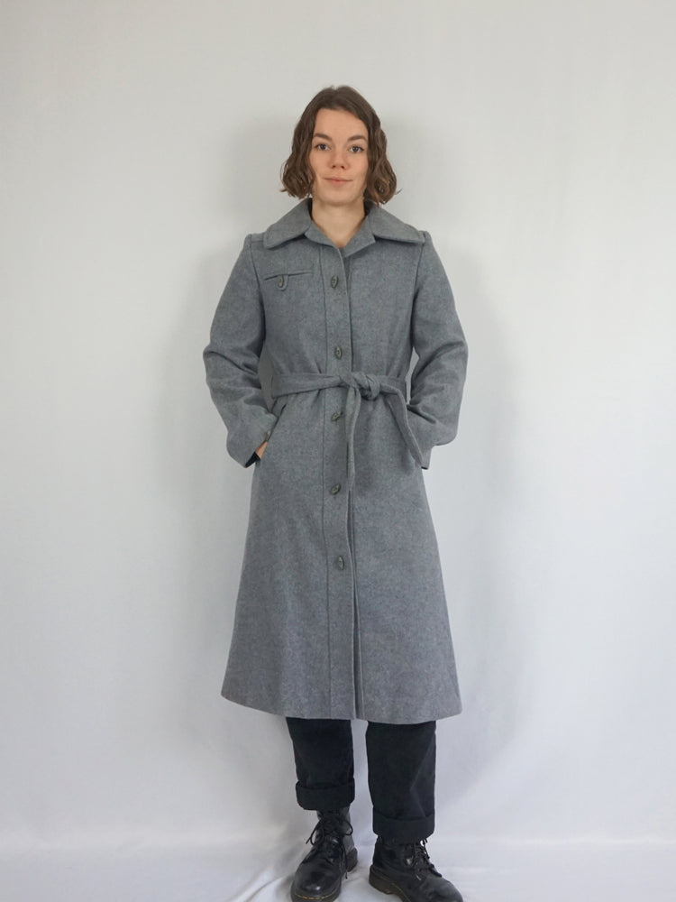 Light Grey Wool Trench Coat - S