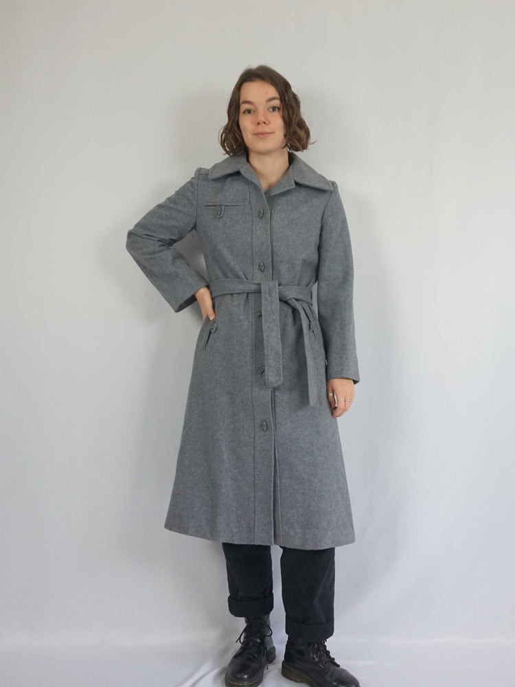 Light Grey Wool Trench Coat - S