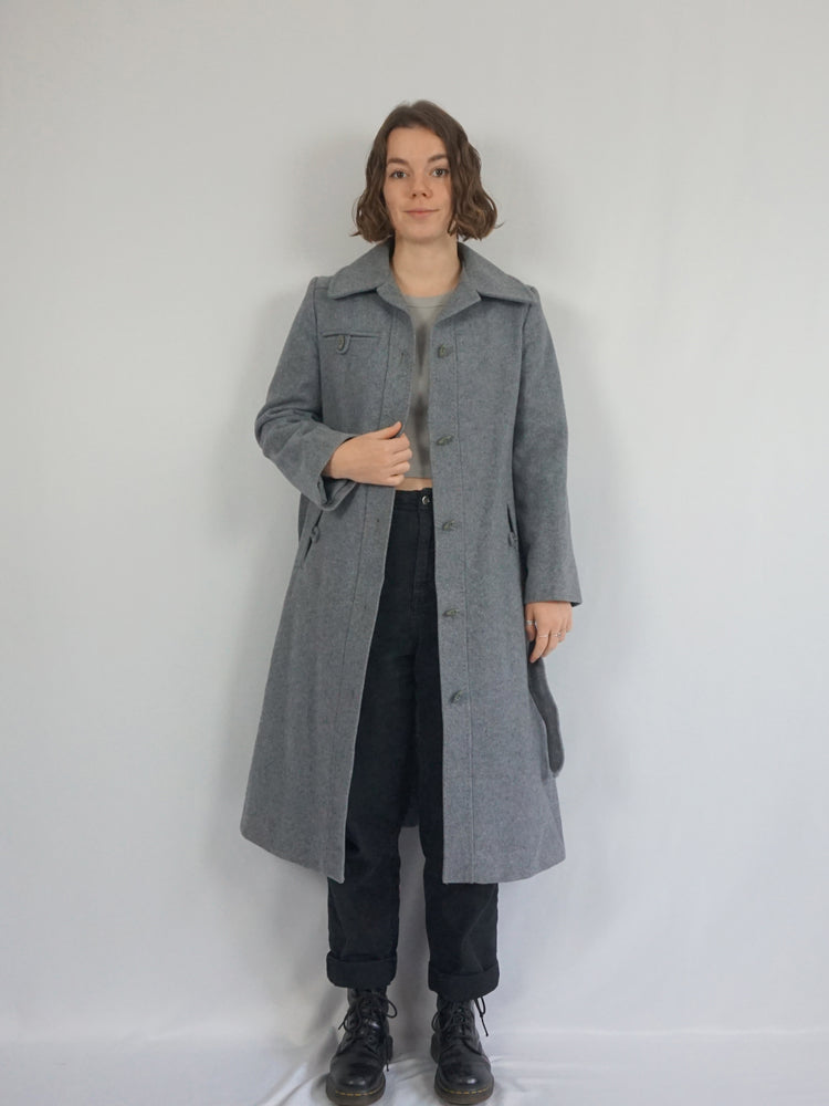 Light Grey Wool Trench Coat - S