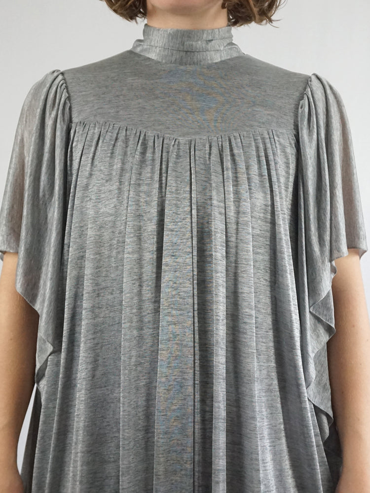 Grey Waterfall Sleeve Dress - S