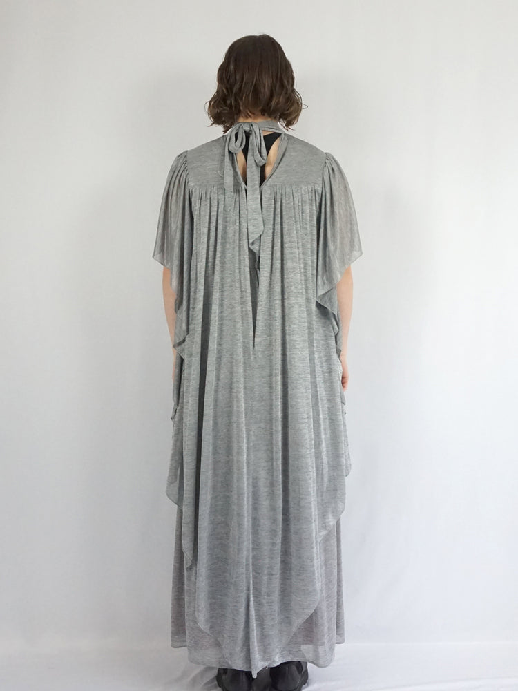 Grey Waterfall Sleeve Dress - S