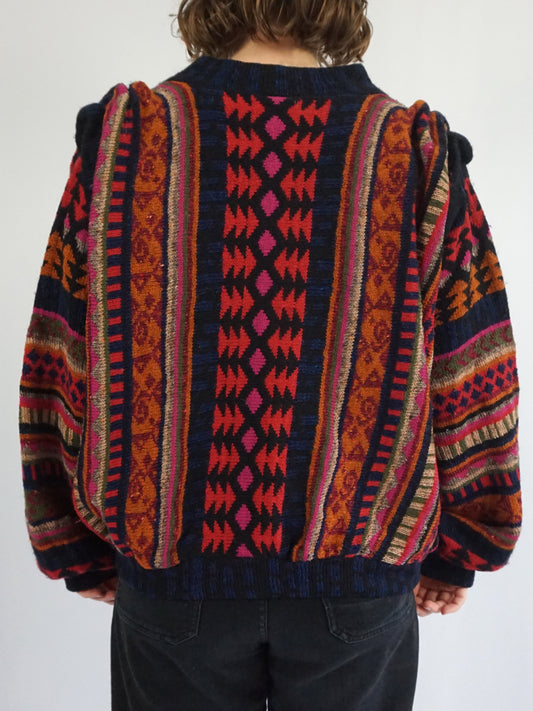 Rachel Grimmer Patterned Wool Cardigan - XL