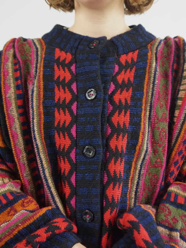 Rachel Grimmer Patterned Wool Cardigan - XL