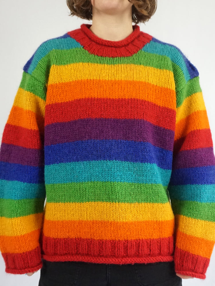 Multicoloured Rainbow Wool Jumper - L