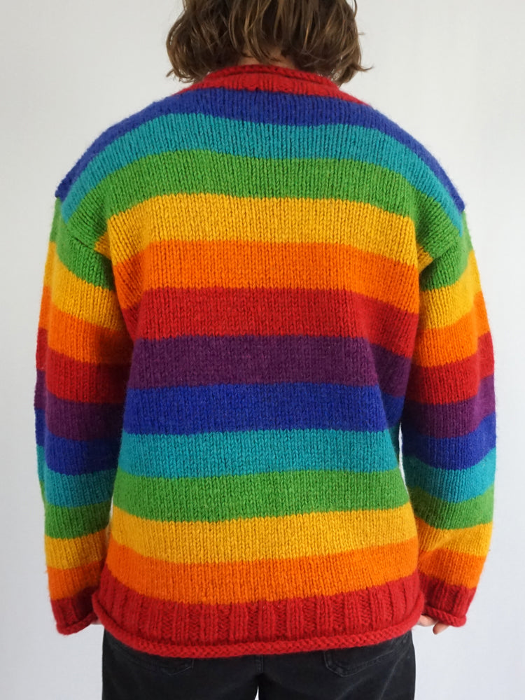 Multicoloured Rainbow Wool Jumper - L