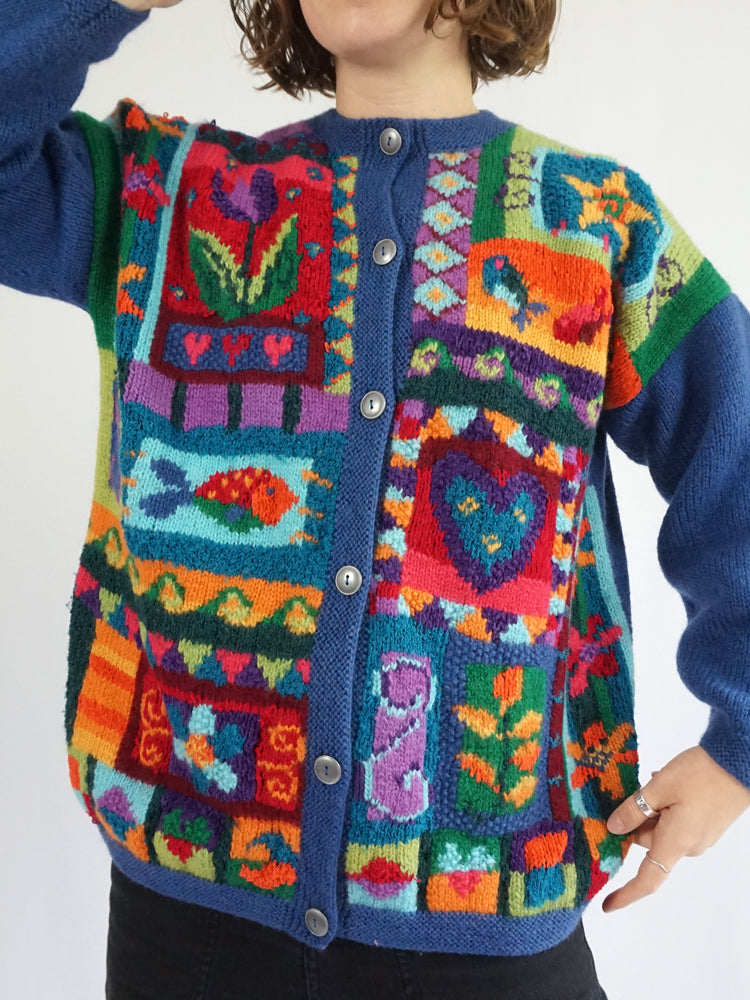 Tulchan Colourful Novelty Cardigan - L