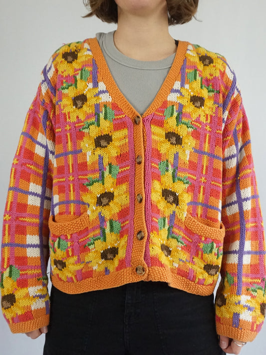 Cotton Sunflower Cardigan - L