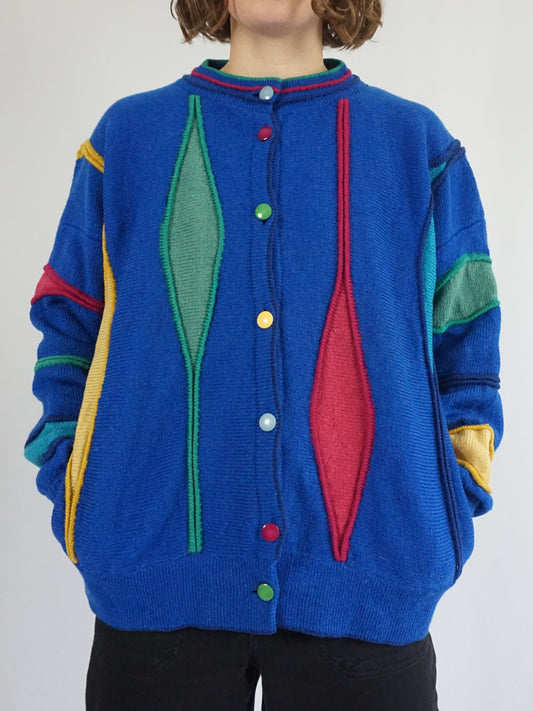 Colourful Wool Cardigan - L