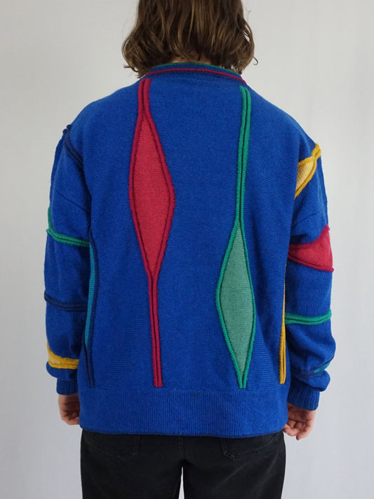 Colourful Wool Cardigan - L