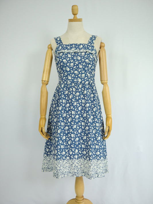 Blue Ditsy Floral Cotton Sundress - XS