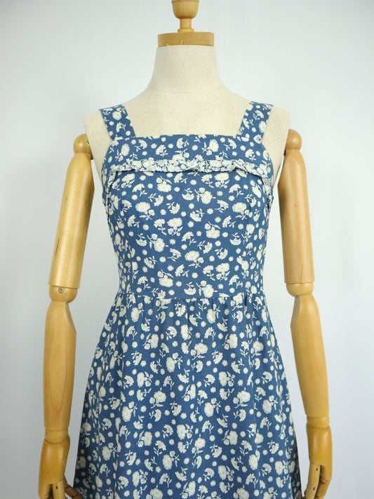 Blue Ditsy Floral Cotton Sundress - XS