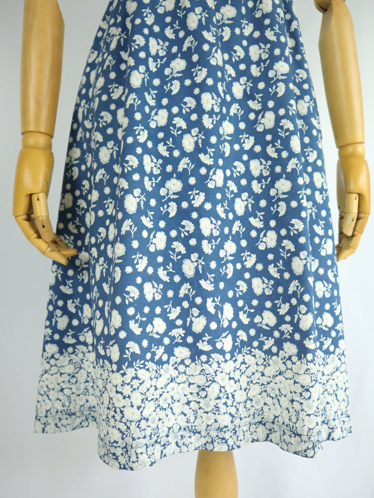 Blue Ditsy Floral Cotton Sundress - XS