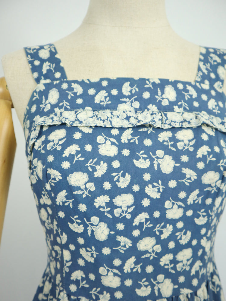 Blue Ditsy Floral Cotton Sundress - XS