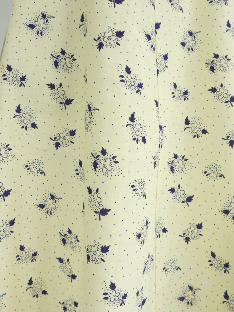 White & Navy Floral Cotton Dress - XS