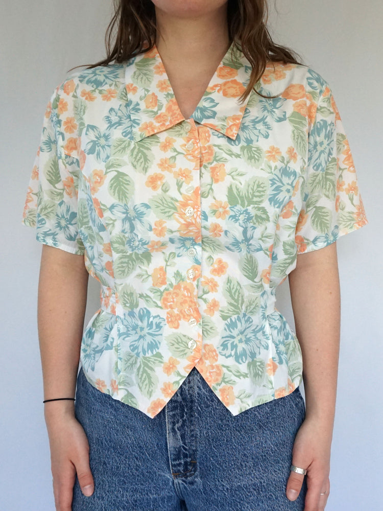 Tie Back Floral Shirt - M