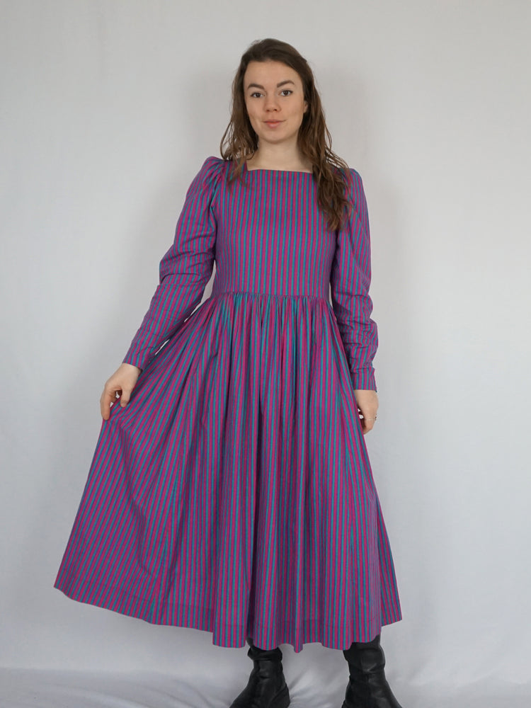 Laura Ashley Striped Maxi Dress - S/M