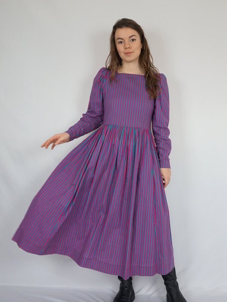 Laura Ashley Striped Maxi Dress - S/M