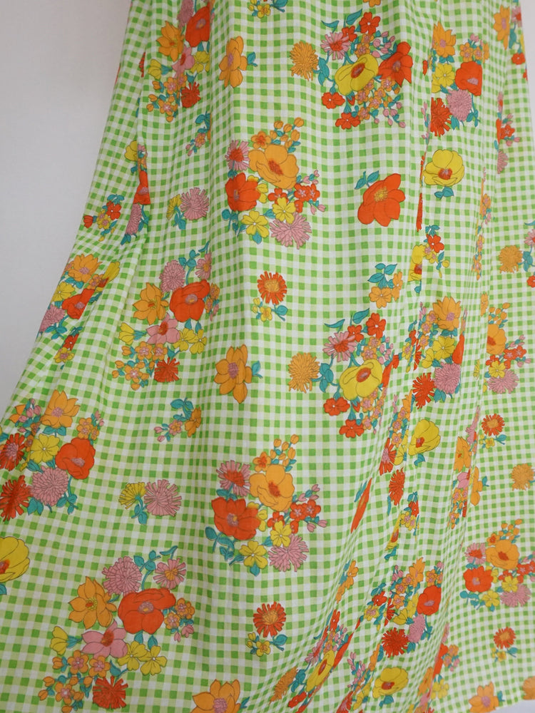 Colourful Gingham Floral Prairie Dress - XS