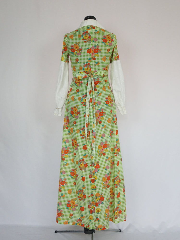 Colourful Gingham Floral Prairie Dress - XS