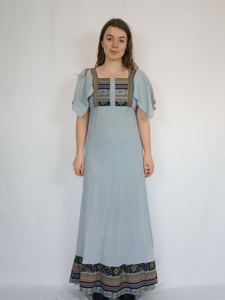 Cheesecloth Hanky Sleeve Maxi - S