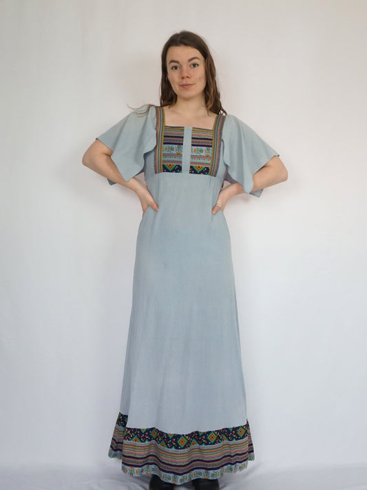 Cheesecloth Hanky Sleeve Maxi - S