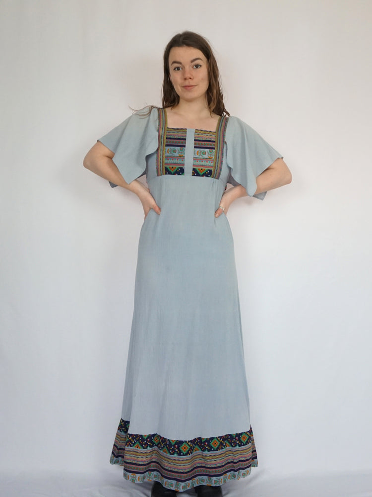 Cheesecloth Hanky Sleeve Maxi - S