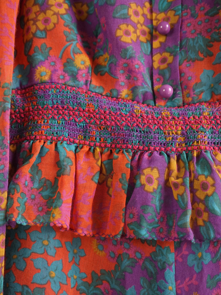 Colourful Smocked Prairie Dress - XS